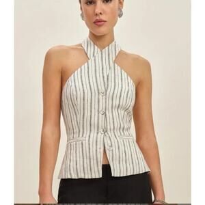 Reformation Tate Linen Top in Elise Stripe Womans 12 NWOT